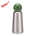 Gourde isotherme 350ml en inox mat avec bouchon sphérique vert au design moderne - Argent Style B