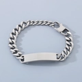 Bracciale a catena cubana in acciaio inossidabile argento con targhetta ID incisa - Stile A (10mm) / Acciaio Opaco