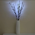 Black LED willow branch lights in a white geometric vase for modern room decoration - Single Branch 20 LEDs-2AA Battery Type / White