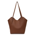 Grande borsa tote marrone scuro in pelle martellata con fibbia regolabile in argento - Marrone