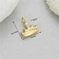 Macro detail of 14K gold plated crown pendant with 16.5mm height and 1.4g weight specs - Crown (h-12568)