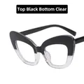 Cat eye glasses frames with top black and bottom transparent two-tone resin finish - Black to Transparent Gradient