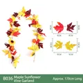 Artificial autumn garland with sunflowers, maple leaves, and pumpkins, 170cm long - B036 Maple Leaf & Sunflower Garland