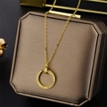 Luxury 18K rose gold titanium nail pendant necklace with sparkling diamond accents - Rhinestone Nail Style (887) / Gold