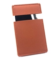 Specchio portatile in acciaio inox con custodia in pelle PU marrone e tasca per carta - Rosso Arancio