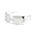 Y2K futuristic rimless oversized sunglasses in silver metal frame with side rhinestones - Mercury Silver