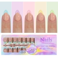 French tip soft gel nail tips set with 15 sizes and multicolor pastel tips in 3-in-1 system - 5-Color French Press-on Nails 03