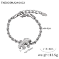 Silver twisted rope bracelet featuring three rings with pave white zircon inlay - Twist Rope Pave Rhinestone Bracelet (TXE005) / Steel Color Bracelet (TXE005)