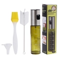 260ml glass oil sprayer set with silicone brush, funnel and cleaning tools for kitchen - Green Glass Bottle/Nozzle/Funnel/Oil Brush/Cleaning Brush