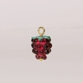Handmade persimmon glass bead pendant in dark red with golden metal buckle clasp - Grape Red