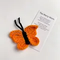 Handmade orange crochet worry worm butterfly with encouraging poem card gift set - Orange Butterfly