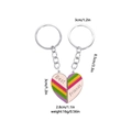 Rainbow magnetic heart puzzle keychain set with Best Friends engraving for couples - Splicing Heart (D1383-5)