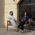 Women's crewneck letter print tracksuit set in light grey and navy blue variants - S / Navy Blue