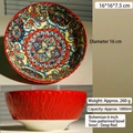 6-inch Bohemian ceramic bowl with red tree relief and interior ethnic pattern 1000ml - 6 Inch Tree Pattern Bowl / Dark Red