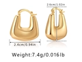 Detailed view of U-shaped gold earrings with dimensions 2.4cm width and 2.6cm height - 18K Gold