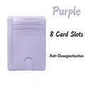 Slim purple PU leather card holder with 8 slots and RFID blocking protection - Anti-magnetic 8 Slots / Light Purple