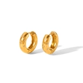 Primer plano de pendientes de aro en acero inoxidable chapado en oro 18K con pequeños cristales - Estilo de Patrón de Estrella con Circonitas (HC-E10145)