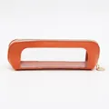 Orange PU leather pencil case with large transparent PVC window and gold zipper - Orange