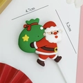 Miniatur-Weihnachtsmann-Kuchendekoration mit grünem Geschenksack, Größe 4,7 cm x 5,2 cm - #6010 Weihnachtsmann mit Sternen und grünem Beutel