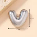 Polished silver bubble V letter pendant in stainless steel measuring 2.6x2.4cm and 19g - Silver/Steel (V) (Large)