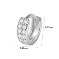 Silver butterfly huggie hoop earrings with cubic zirconia and 8.92mm size dimensions - #23 Double Row Pave Style