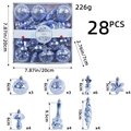 Set di 28 palline di Natale azzurre con forme di stelle e caramelle varie - Azzurro