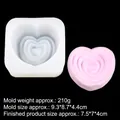 3D Herz Silikonform B546 mit rosa geripptem Herz-Kerzen Beispiel auf Schwarz - 6# Transparent B546