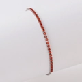 Verstellbares Tennisarmband mit einreihigen roten Zirkonia in Silber-Finish - Silber Oranger Zirkon