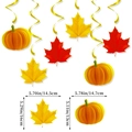 Décoration d'automne avec spirales suspendues citrouille et érable avec dimensions - Spirales de feuille d'érable et citrouille Pack de 6