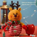 Plush Christmas reindeer doll with scarf and striped coat, size 27x17cm gift bag accessory - Cute Christmas Reindeer Doll