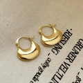 Polished gold teardrop earrings with a minimalist thick hoop design for women - Shiny Thick Teardrop