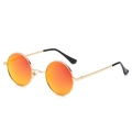 Retro round metal sunglasses with gold frame and orange-red gradient polarized lenses - Gold Frame Red Reflective C24
