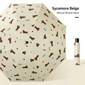 Manual inverted umbrella in sycamore beige featuring cartoon dog patterns and motifs - Manual Reverse / Sycamore Beige Dachshund