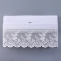 Close-up of white lace air conditioner cover with floral embroidery and wavy edges - 100cm Flat / Secret Garden/100cm