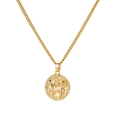 Elegant 18K gold plated titanium steel necklace with circular zodiac relief pendant - Aries (YSN860GL-BY)