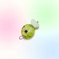 Green cartoon glass fish stud earring with white swirl pattern and silver metal ring - Translucent Green Patterned Fish Charm