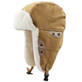 Chapeau trappeur d'hiver camel avec doublure en fausse fourrure blanche et cache-oreilles - XL (58-60cm) / 02 Kaki