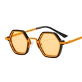 Occhiali da sole punk hip-hop con montatura geometrica nera e arancione e lenti arancioni - C5 Montatura Nera Lente Champagne