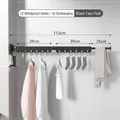 Black foldable wall-mount drying rack with 12 windproof holes and 10 clips, 113cm length - Black (Upgraded 2-Fold/12 Holes 10 Clips)