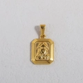 Detailed view of rectangular 24K gold plated pendant with embossed queen portrait detail - K11-Cut Corner Square / Gold