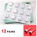 Pack of 12 pairs of sterilized silver steel earrings with black gemstones in blister packaging - Steel Color Black Zircon (12 Pairs)