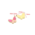 Pink enamel butterfly charm in stainless steel with dimensions 21mm x 16mm - Butterfly (Single Hole) / 16*21mm (Hole: 1.5mm) (ai-5 Pieces/Pack) / Gold Rose Pink