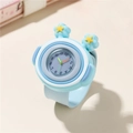 Orologio per bambini in silicone azzurro con fiori 3D e stelle decorative - Azzurro