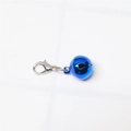 Close-up of a glossy blue metal bell with a silver lobster clasp for pet collars - Glossy Royal Blue