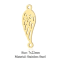 Macro detail of golden hollow angel wing pendant in stainless steel with 7x22mm size - Gold Angel Wing (7x22mm) / 5 Pcs/Pack