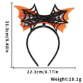 Halloween headband with orange bat wings, spider web design, and black satin bow accent - Bow Bat Wings