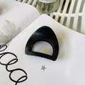 Matte black cat-ear triangle hair claw clip for high ponytail styling on white background - Medium (approx. 6cm) / Matte Black