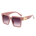 Fashionable oversized square sunglasses with rose pink frame and purple gradient lenses - Taro Purple Frame Gradient Gray Lens