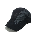 Detail of black breathable quick-dry duckbill cap with laser-cut mesh and dragon print - M (56-58cm) / Navy Blue