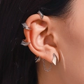 Gothic silver demon claw ear cuff set with punk metal chain earring for women - Earring Post Combo Set / Right Ear Silver Set (M-789)